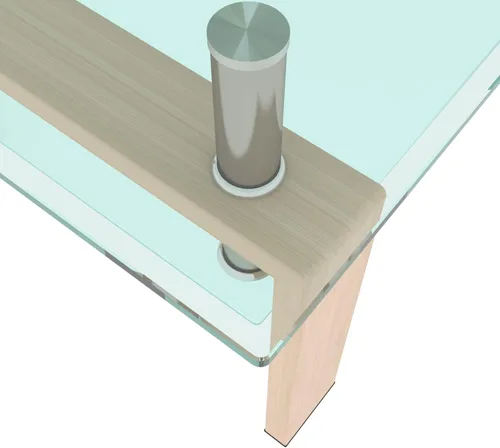 Vista 3 de Mesas de centro de vidrio para sala de estar, mesa auxiliar rectangular moderna con estante de almacenamiento, patas de tubo de metal y vidrio