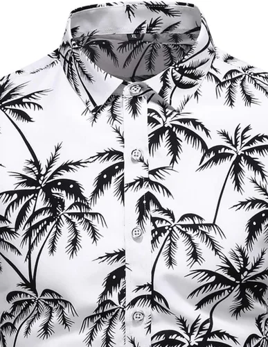 Vista 4 de LEFTGU Camisa de vestir estampada hawaiana con botones para hombre