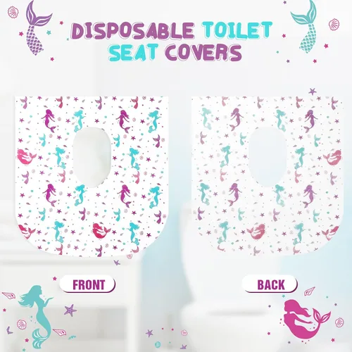 Vista 4 de Kosiz 50 fundas de asiento de inodoro desechables extra grandes para niños y adultos en baños públicos, fundas de asiento de inodoro portátiles