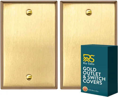Vista 18 de Rio Salto BRASS Signature Collection MIDSIZE - Placa de pared de metal dorado para interruptor de luz o cubierta de tomacorriente, placa de pared