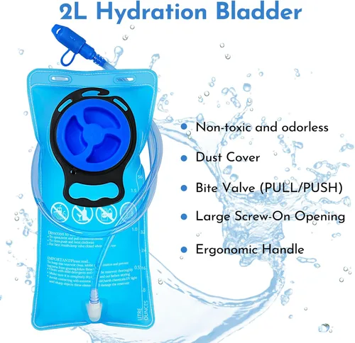 Vista 7 de Tactical Hydration Backpack 2L Water Bladder - Lightweight Durable Pack for Hiking, Running, Outdoor Adventures, Adjustable Straps & Leak-Proof