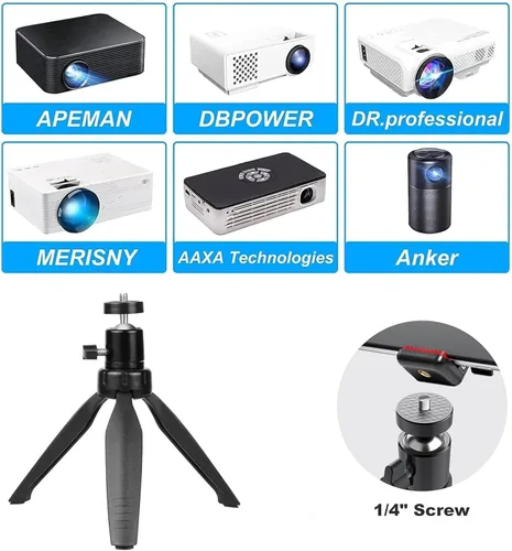 Vista 3 de Soporte de trípode para mini proyector compatible con APEMAN, DR. J Upgrade, DBPOWER, Anker, Artlii, LoongSon, AAXA Technologies y la mayoría