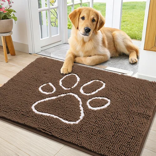 Vista 130 de Smiry Tapete para puerta de perro para patas fangosas, absorbente y Gris y negro