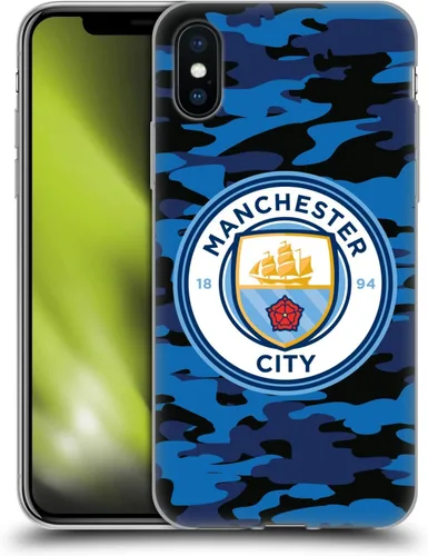 Vista 105 de Head Case Designs Funda de gel con licencia oficial del Manchester City Man City FC Blue Moon Badge Camou [protección de grado militar] compatible
