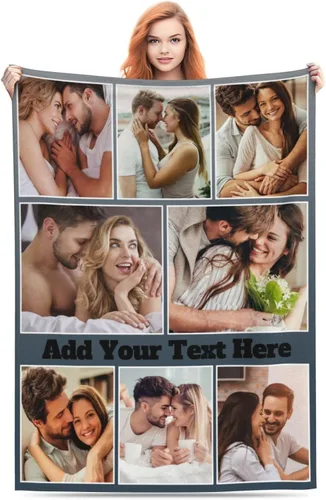 Vista 9 de Manta personalizada con texto, fotos, manta personalizada para cumpleaños de adultos y niños, boda, Navidad, Halloween, Día del Padre, Día
