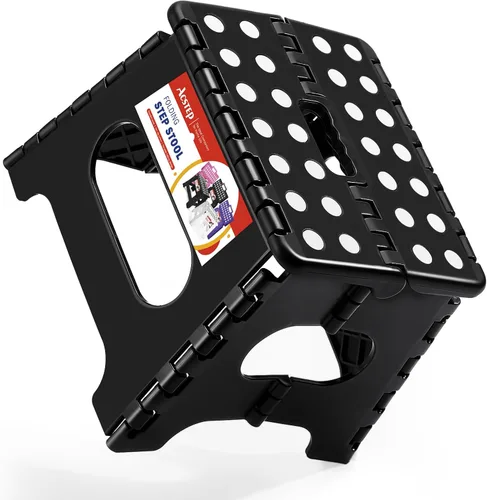 Vista 14 de ACSTEP Taburete plegable de 9 pulgadas, capacidad de 300 libras, taburetes plegables de plástico para niños y adultos, taburete plegable adecuado