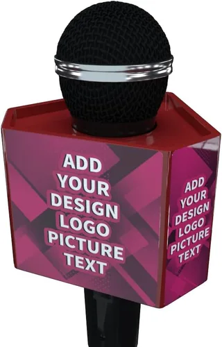 Vista 6 de Caja de micrófono personalizada Logo personalizado Cubo Hexágono micrófono bandera (negro)