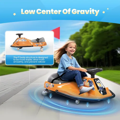Vista 2 de 24V Go Kart eléctrico de deriva para niños de 3 años en adelante, karts de deriva con función de andar encima, ruedas brillantes mejoradas, coche