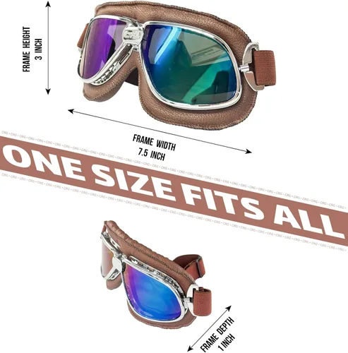 Vista 5 de CRG Sports goggle estilo vintage, aviador para motocicleta T11 - Clásico