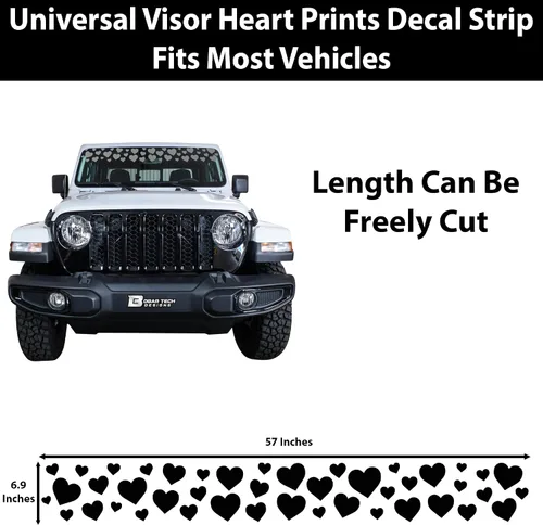 Vista 4 de BOGAR TECH DESIGNS Adhesivos de vinilo de ajuste universal con estampado de corazón para parabrisas y ventanas, cortadas para adaptarse a cualquier