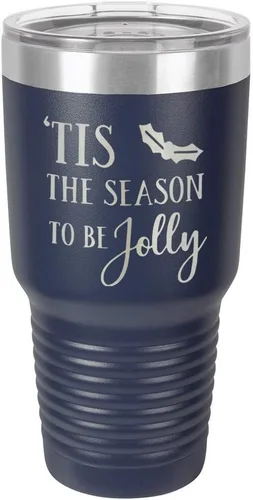 Vista 22 de TIS THE SEASON TO BE JOLLY Engraved - Vaso de acero con revestimiento de polvo grabado con láser, taza de viaje, libre de BPA, con camello polar