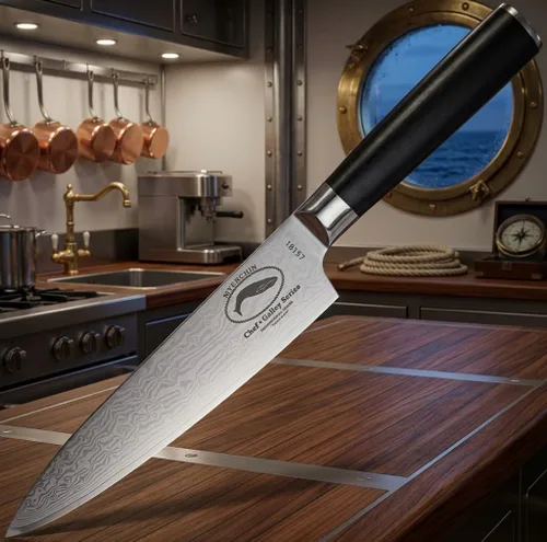Vista 3 de Myerchin Cuchillo para cocineros de cocina Damasco MYG100