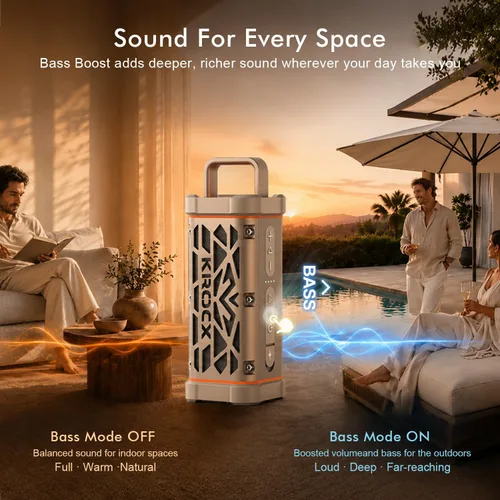 Vista 6 de TRAVOR - Altavoz Bluetooth magnético prémium para patio, barco y Champagne del desierto