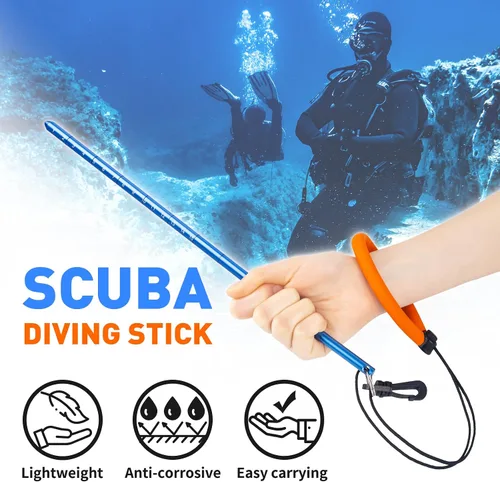 Vista 2 de Varilla de buceo, barra de puntero de langosta de aleación de aluminio de 13 pulgadas con medición, cordón ajustable y perno giratorio para agitador