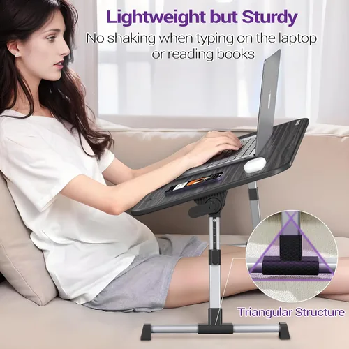 Vista 2 de NEARPOW Mesa portátil para laptop, escritorio ajustable en altura y ángulo, plegable para cama, sofá, escritura en el suelo