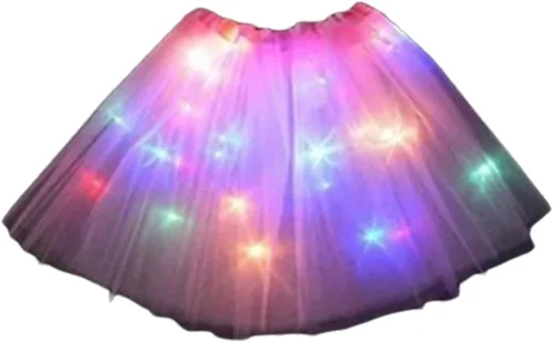 Vista 4 de XIAXAIXU Alas de hada luminosas para niñas, alas de ángel de mariposa, disfraces de fiesta de cosplay con falda, corona y varita de hadas (rosa, S)