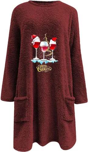 Vista 3 de Sudaderas de forro polar de gran tamaño para mujer 2023, a la moda, sueltas, cuello redondo, manga larga, casual, con bolsillo