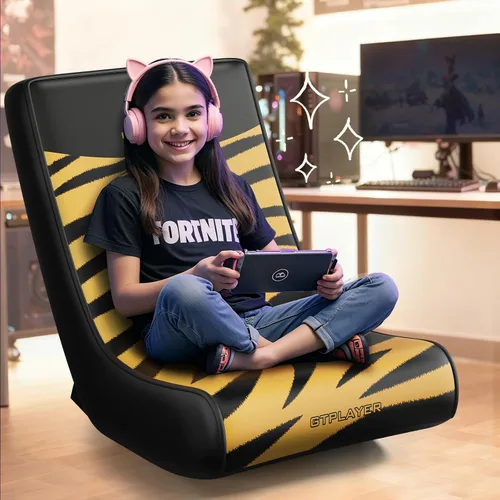 Vista 2 de GTPLAYER Silla mecedora de suelo para juegos – Sillas de juego rodantes con limitador de ángulo, asiento de suelo oscilante para jugadores, compacta