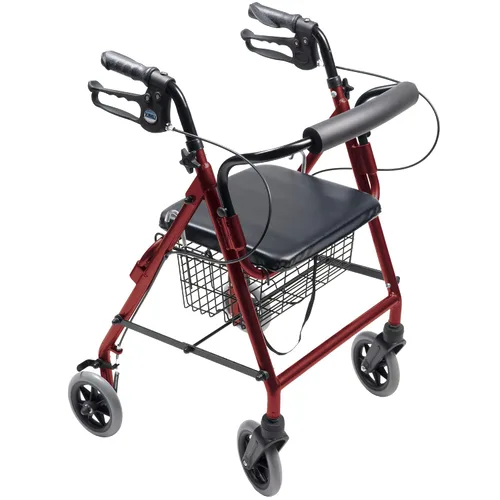Vista 2 de Lumex Walkabout Lite Hemi Rollator, andador corto y ligero, asiento bajo de 20 pulgadas, burdeos