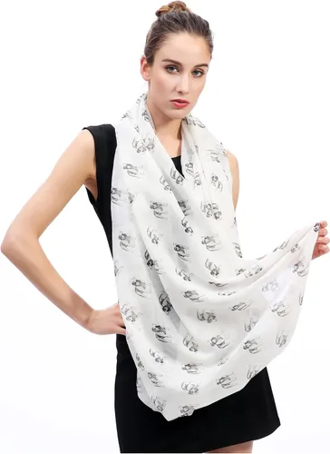 Vista 4 de Lina & Lily Bulldog Dog Print Infinity Bufanda ligera, regalo para los amantes de los perros