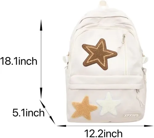 Vista 4 de Y2k - Mochila con colgante kawaii con diseño de estrellas estéticas, bonita bolsa para computadora portátil de preppy, suministros de regreso a