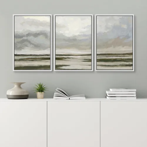 Vista 329 de wall26 Lienzo enmarcado para pared, juego de arte de acuarela pastel, paisaje rural, ilustraciones con formas abstractas, arte moderno, decorativo