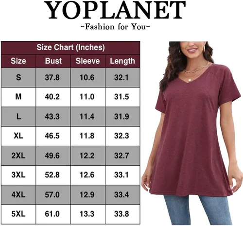 Vista 5 de Túnicas largas o tops para mujer para llevar con leggings, blusas de manga cortalarga