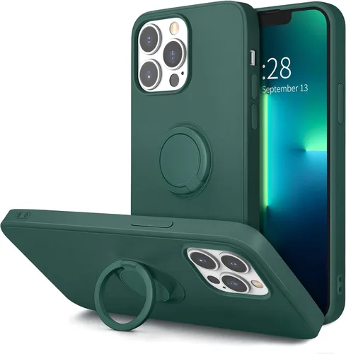 Vista 11 de Hython Funda para iPhone 13 Pro Max con soporte de anillo [soporte de anillo giratorio de 360° con soporte magnético] [forro de microfibra suave]