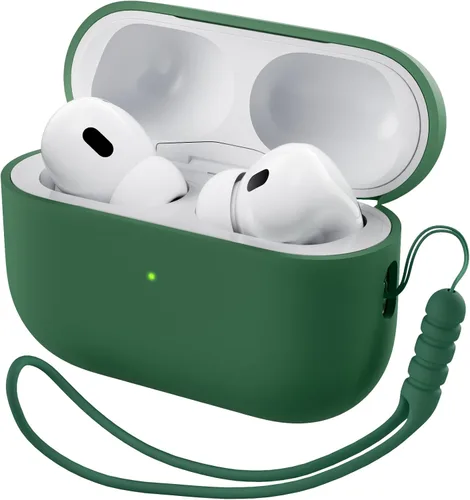 Vista 10 de ORNARTO Funda compatible con AirPods Pro 2 2022, silicona híbrida protectora completa para AirPods Pro de 2ª generación, cubierta frontal LED