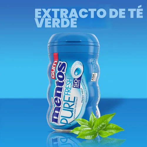 Vista 5 de Mentos Goma de mascar sin azúcar con xilitol, menta fresca, botella de 50