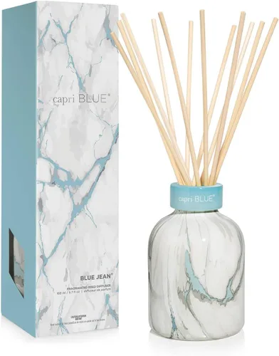 Vista 12 de Capri Blue Conjunto de Difusor de Varillas con Diseño de Mármol Moderno - Incluye varillas difusoras de junco, aceite perfumado y botella de vidrio