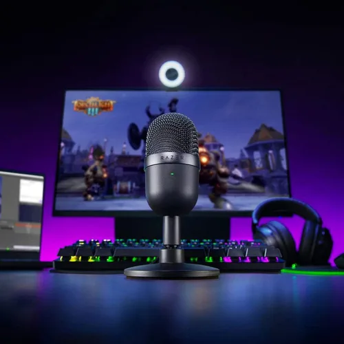 Vista 6 de Razer Seiren - Micrófono USB para transmisiones: Patrón de pastilla supercardioide preciso, calidad de grabación profesional, construcción ultra