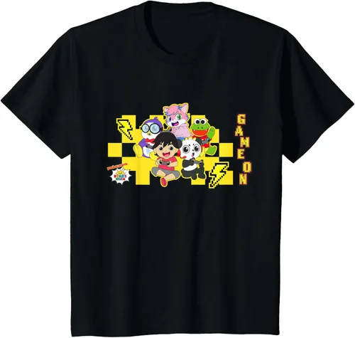 Vista 30 de Ryan's World Game On Characters Camiseta, Negro, S