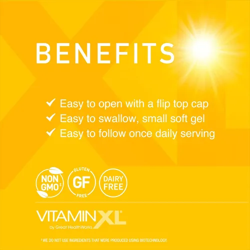 Vista 5 de OmegaXL VitaminXL D3 Vitamina D diaria de alta potencia 5000 UI 125mcg Suplemento de apoyo inmunológico - Promueve la función muscular saludable
