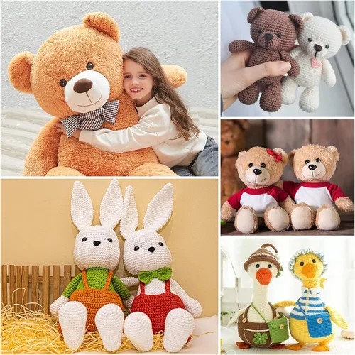 Vista 5 de Ojos de seguridad negros grandes de 16 ~ 1.181 in para Amigurumi Crochet Crafts Muñecas Hacer Animales de Peluche y Oso de Peluche
