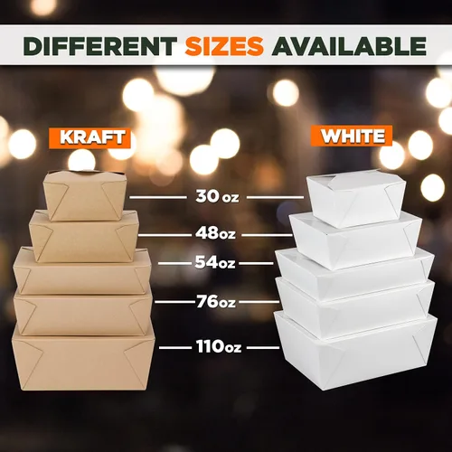 Vista 7 de Fit Meal Prep Cajas To Go de 48 onzas, recipientes de papel para llevar, cajas de comida desechables para almuerzo, aptas para microondas