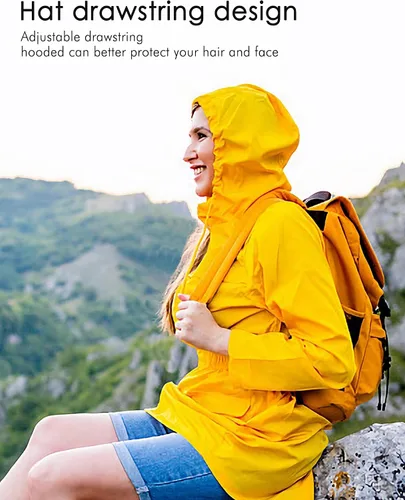 Vista 5 de JTANIB Chaqueta impermeable plegable para mujer, impermeable, ligera, con capucha para senderismo, viajes al aire libre