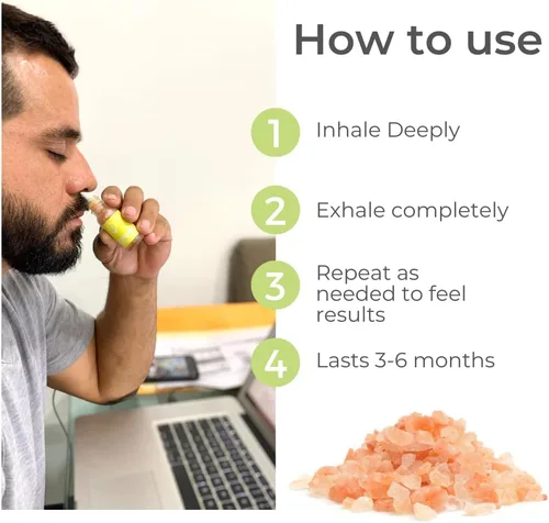 Vista 4 de 4Elementum Vital Energy - Inhalador nasal de sal del Himalaya, infundido con menta y romero para mejorar la respiración, la energía