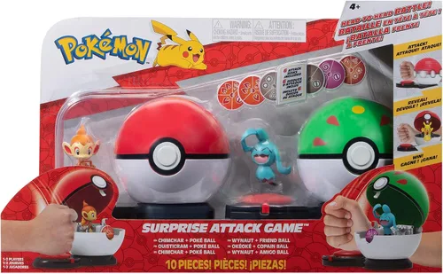 Vista 2 de Pokémon Juego de ataque sorpresa: Chimchar con Poké Ball vs. Wynaut con bola de amigo