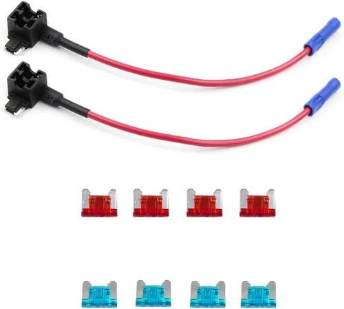 Vista 8 de Adaptador TAP de fusible para automóvil de calibre 16, 2 piezas, para fusibles tipo cuchilla de perfil bajo + 8 piezas de mini fusible de perfil