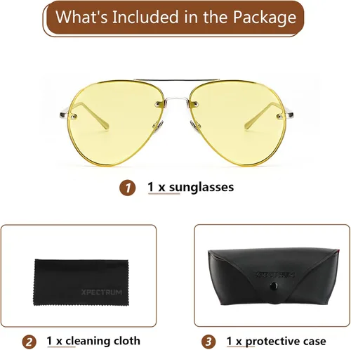 Vista 6 de Xpectrum Gafas de sol clásicas de doble puente de metal estilo aviador para mujeres y hombres, gafas de sol retro UV400 sin montura
