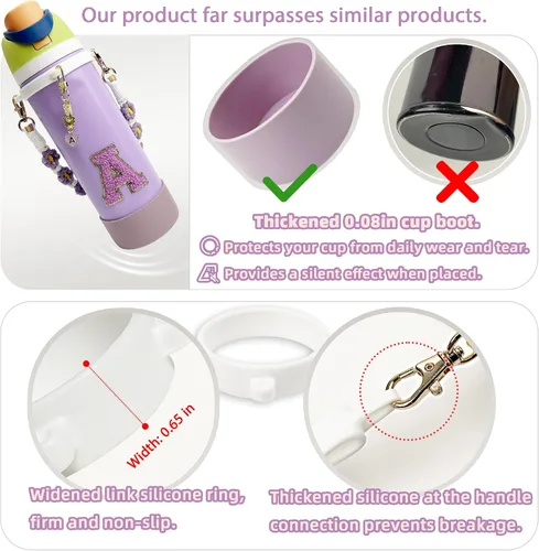 Vista 3 de SITKOL Juego de Monogramas Bonitos de Silicona Compatible con Botella de Agua Owala 24 oz, 32 oz, 40 oz - Accesorios Perfectos con la Letra Owala