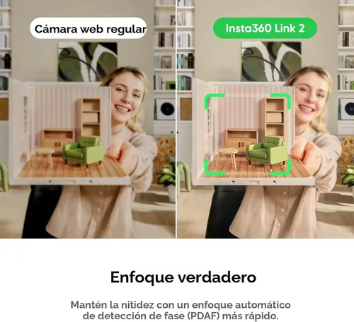 Vista 6 de Insta360 Link 2 - Cámara web PTZ 4K para PC/Mac, sensor de 1/2 pulgada, seguimiento AI, HDR, micrófono con cancelación de ruido AI, control