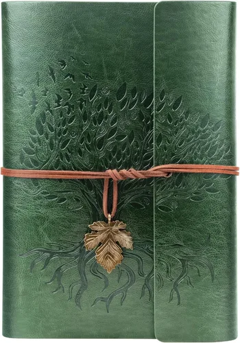 Vista 7 de Billtigif Cuaderno de cuero sintético, diario de viaje vintage recargable, diarios de escritura, regalos para mujeres, hombres, adolescentes y Azul