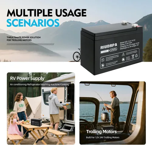 Vista 5 de Batería de litio LiFePO4 de 12 V, grupo 24 de ciclo profundo marino, batería para carrito de golf, para vehículos recreativos, automóvil, sistema