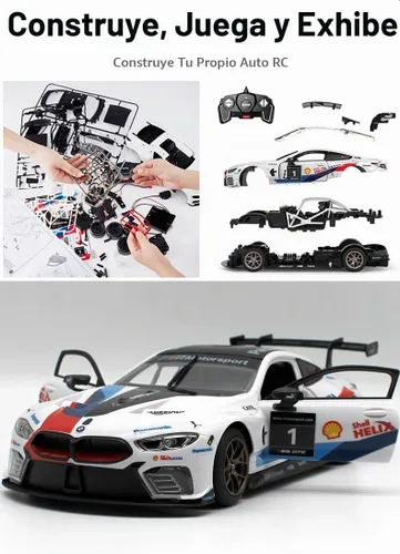 Vista 3 de RASTAR Construye tu propio kit de coche RC BMW M8 GTE con calcomanías