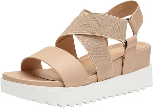 Vista 10 de DREAM PAIRS - Sandalias de plataforma con tacón de cuña, punta abierta y correas en el tobillo para mujer