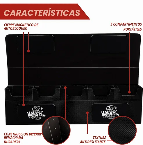 Vista 5 de The Hydra - Caja de 5 compartimentos remachados con cierre magnético – Funda para tarjeta de comercio con capacidad para cinco cubiertas – se adapta