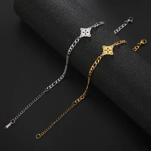 Vista 18 de Pulsera de nudo de bruja, nudo celta, símbolo de Wicca pagana, nudo mágico, pulsera de joyería de brujería, pulsera de acero inoxidable ajustable