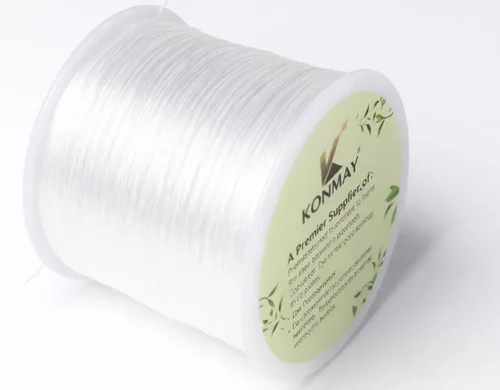 Vista 13 de KONMAY Cuerda elástica de elastano verde militar de 0.024 in, cordón elástico suave para abalorios, 450 yardas para pulseras, collares y fabricación